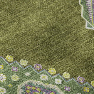 Piper Looms Mayfield Oriental AMF1014 Olive Machine Washable Area Rug Swatch Image