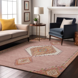 Piper Looms Mayfield Oriental AMF1014 Pink Machine Washable Area Rug Lifestyle Image Feature