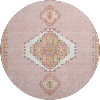 Piper Looms Mayfield Oriental AMF1014 Pink Machine Washable Area Rug Round Main Image