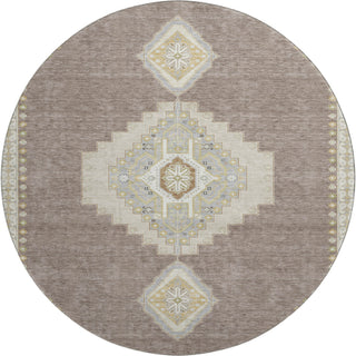 Piper Looms Mayfield Oriental AMF1014 Taupe Machine Washable Area Rug Round Main Image