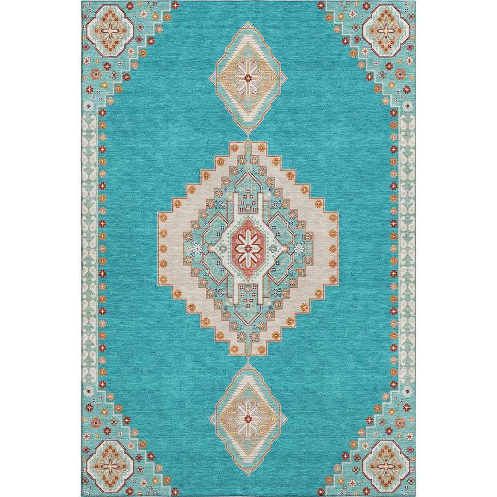 Piper Looms Mayfield Oriental AMF1014 Teal Machine Washable Area Rug main image