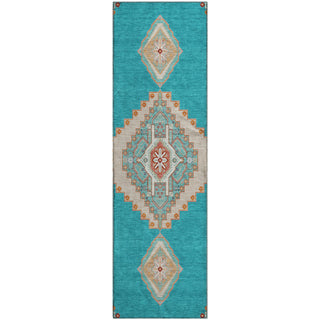 Piper Looms Mayfield Oriental AMF1014 Teal Machine Washable Area Rug Runner Main Image