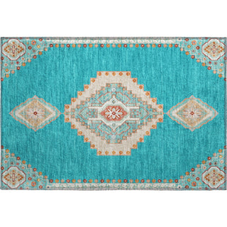 Piper Looms Mayfield Oriental AMF1014 Teal Machine Washable Area Rug Scatter Main Image