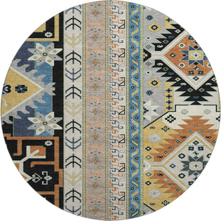 Piper Looms Mayfield Aztec AMF1015 Black Machine Washable Area Rug Round Main Image