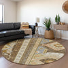 Piper Looms Mayfield Aztec AMF1015 Brown Machine Washable Area Rug Round Lifestyle Image Feature