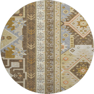 Piper Looms Mayfield Aztec AMF1015 Brown Machine Washable Area Rug Round Main Image