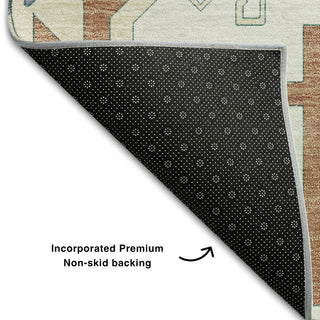 Piper Looms Mayfield Aztec AMF1015 Ivory Machine Washable Area Rug Backing Image