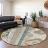 Piper Looms Mayfield Aztec AMF1015 Ivory Machine Washable Area Rug Round Lifestyle Image Feature