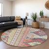 Piper Looms Mayfield Aztec AMF1015 Linen Machine Washable Area Rug Round Lifestyle Image Feature