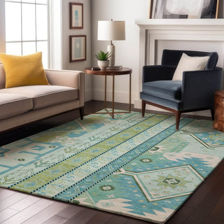Piper Looms Mayfield Aztec AMF1015 Mint Machine Washable Area Rug Lifestyle Image Feature