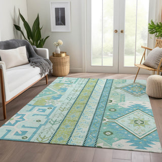 Piper Looms Mayfield Aztec AMF1015 Mint Machine Washable Area Rug Lifestyle Image Feature