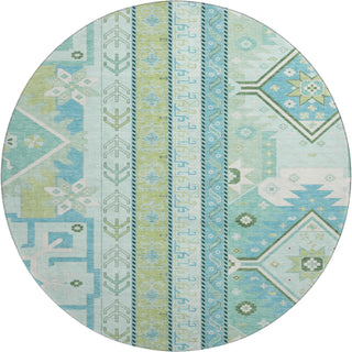 Piper Looms Mayfield Aztec AMF1015 Mint Machine Washable Area Rug Round Main Image