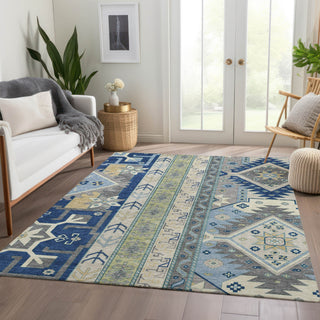 Piper Looms Mayfield Aztec AMF1015 Navy Machine Washable Area Rug Lifestyle Image Feature