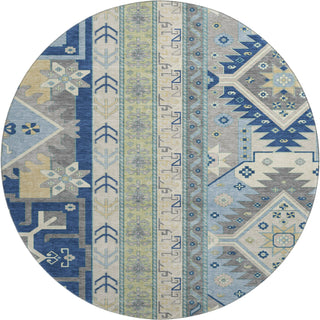 Piper Looms Mayfield Aztec AMF1015 Navy Machine Washable Area Rug Round Main Image