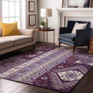 Piper Looms Mayfield Aztec AMF1015 Purple Machine Washable Area Rug Lifestyle Image Feature