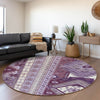 Piper Looms Mayfield Aztec AMF1015 Purple Machine Washable Area Rug Round Lifestyle Image Feature