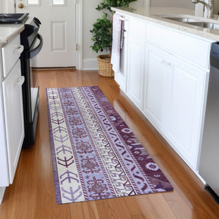 Piper Looms Mayfield Aztec AMF1015 Purple Machine Washable Area Rug Runner Lifestyle Image Feature