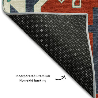 Piper Looms Mayfield Aztec AMF1015 Red Machine Washable Area Rug Backing Image