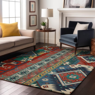 Piper Looms Mayfield Aztec AMF1015 Red Machine Washable Area Rug Lifestyle Image Feature