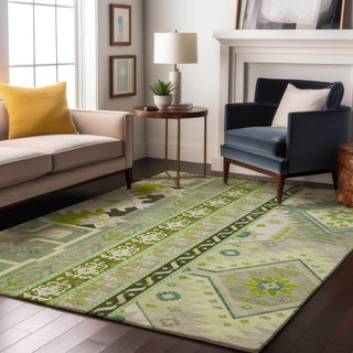 Piper Looms Mayfield Aztec AMF1015 Sage Machine Washable Area Rug Lifestyle Image Feature