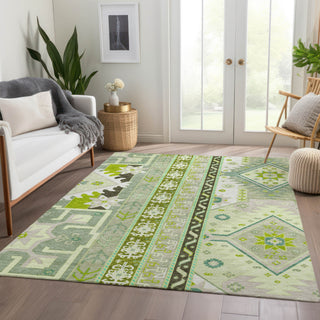 Piper Looms Mayfield Aztec AMF1015 Sage Machine Washable Area Rug Lifestyle Image Feature