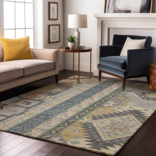 Piper Looms Mayfield Aztec AMF1015 Silver Machine Washable Area Rug Lifestyle Image Feature