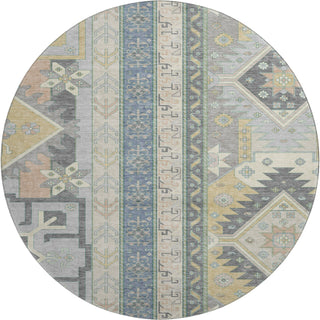 Piper Looms Mayfield Aztec AMF1015 Silver Machine Washable Area Rug Round Main Image
