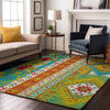 Piper Looms Mayfield Aztec AMF1015 Teal Machine Washable Area Rug Lifestyle Image Feature