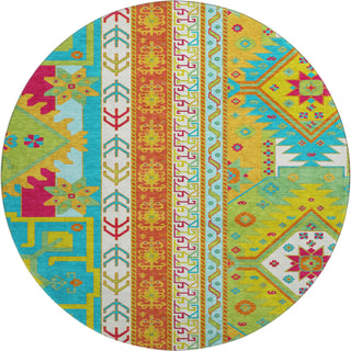 Piper Looms Mayfield Aztec AMF1015 Teal Machine Washable Area Rug Round Main Image