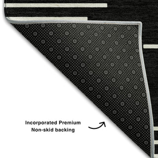 Piper Looms Mayfield Geometric AMF1016 Black Machine Washable Area Rug Backing Image