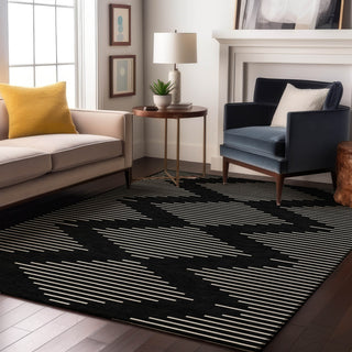Piper Looms Mayfield Geometric AMF1016 Black Machine Washable Area Rug Lifestyle Image Feature