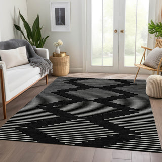 Piper Looms Mayfield Geometric AMF1016 Black Machine Washable Area Rug Lifestyle Image Feature