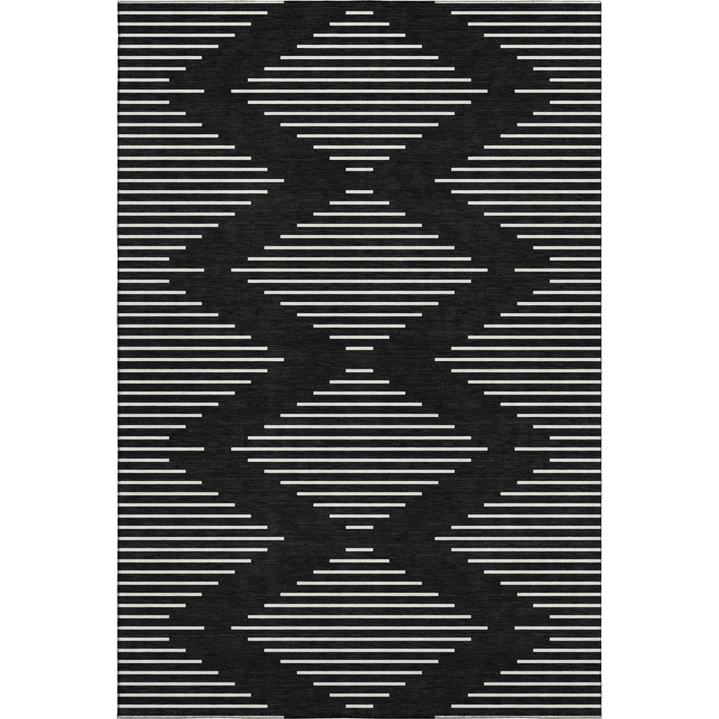 Piper Looms Mayfield Geometric AMF1016 Black Machine Washable Area Rug main image