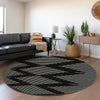 Piper Looms Mayfield Geometric AMF1016 Black Machine Washable Area Rug Round Lifestyle Image Feature