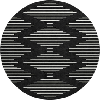 Piper Looms Mayfield Geometric AMF1016 Black Machine Washable Area Rug Round Main Image
