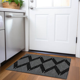 Piper Looms Mayfield Geometric AMF1016 Black Machine Washable Area Rug Scatter Lifestyle Image Feature