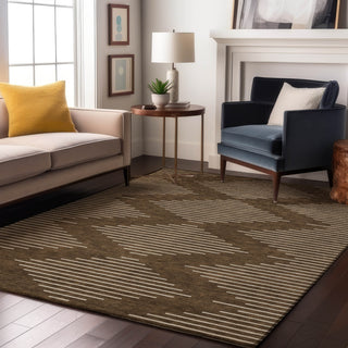Piper Looms Mayfield Geometric AMF1016 Brown Machine Washable Area Rug Lifestyle Image Feature