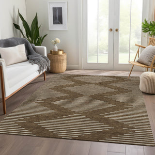 Piper Looms Mayfield Geometric AMF1016 Brown Machine Washable Area Rug Lifestyle Image Feature