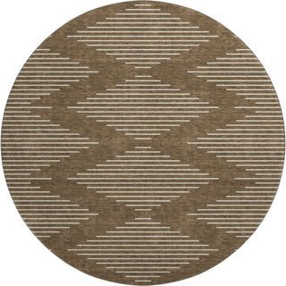 Piper Looms Mayfield Geometric AMF1016 Brown Machine Washable Area Rug Round Main Image