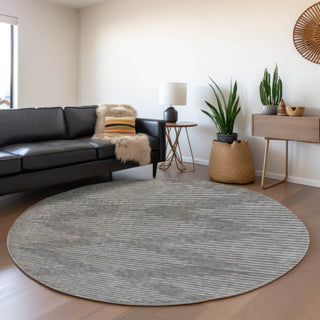Piper Looms Mayfield Geometric AMF1016 Charcoal Machine Washable Area Rug Round Lifestyle Image Feature