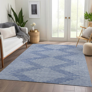 Piper Looms Mayfield Geometric AMF1016 Denim Machine Washable Area Rug Lifestyle Image Feature