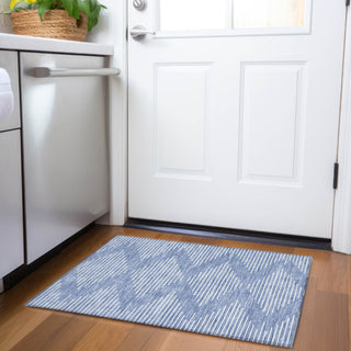 Piper Looms Mayfield Geometric AMF1016 Denim Machine Washable Area Rug Scatter Lifestyle Image Feature