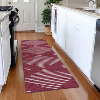 Piper Looms Mayfield Geometric AMF1016 Garnet Machine Washable Area Rug Runner Lifestyle Image Feature
