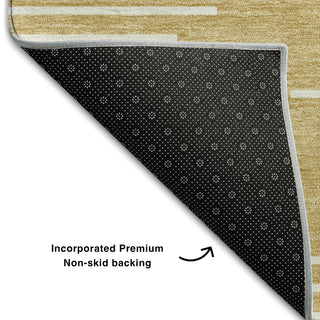 Piper Looms Mayfield Geometric AMF1016 Gold Machine Washable Area Rug Backing Image