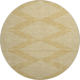 Piper Looms Mayfield Geometric AMF1016 Gold Machine Washable Area Rug Round Main Image