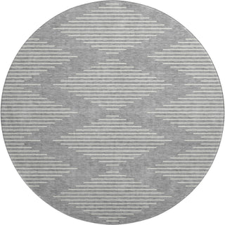 Piper Looms Mayfield Geometric AMF1016 Gray Machine Washable Area Rug Round Main Image