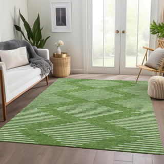 Piper Looms Mayfield Geometric AMF1016 Green Machine Washable Area Rug Lifestyle Image Feature