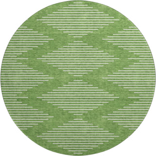 Piper Looms Mayfield Geometric AMF1016 Green Machine Washable Area Rug Round Main Image