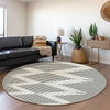 Piper Looms Mayfield Geometric AMF1016 Ivory Machine Washable Area Rug Round Lifestyle Image Feature