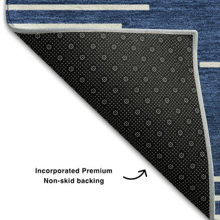Piper Looms Mayfield Geometric AMF1016 Navy Machine Washable Area Rug Backing Image